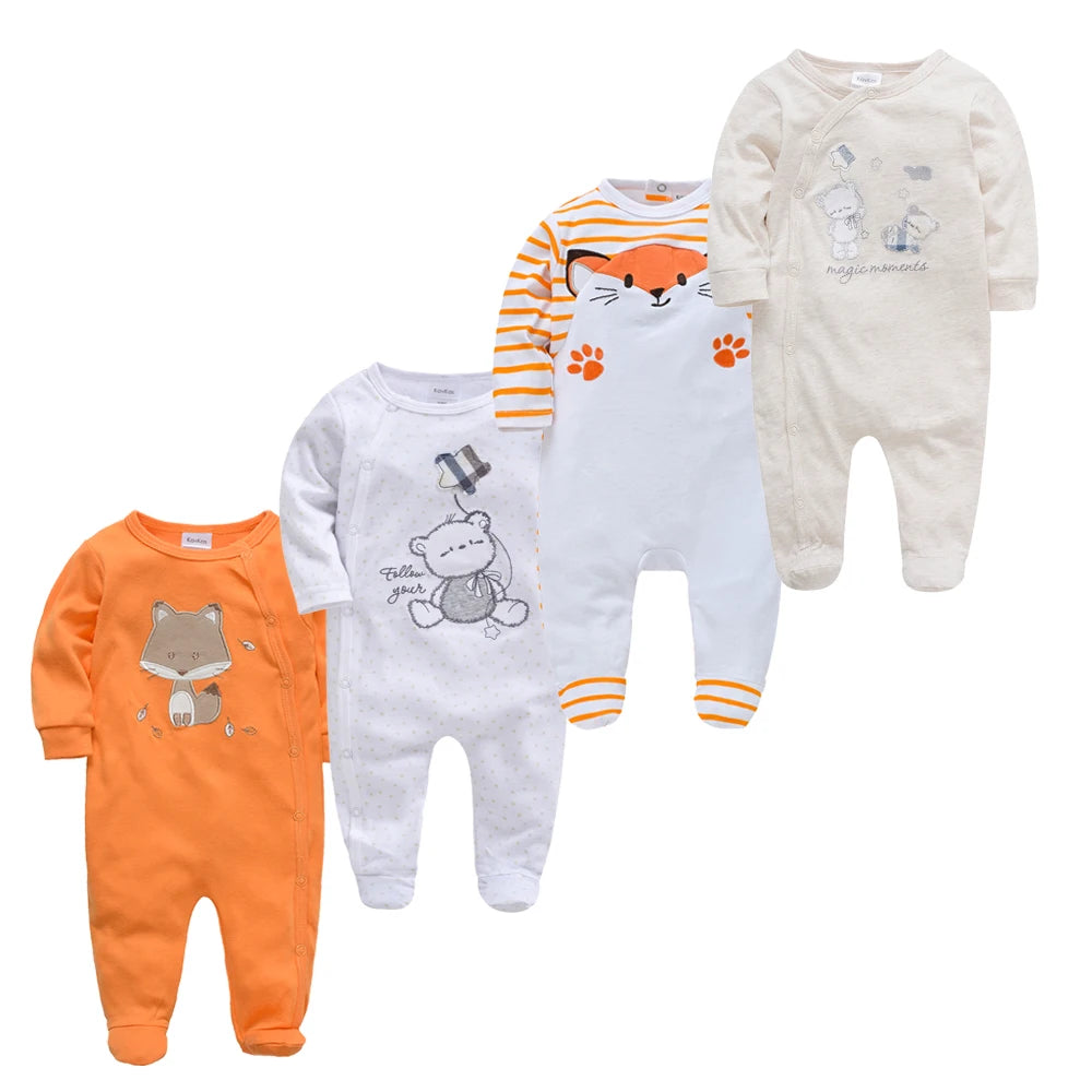 3/4 Pcs Kavkas Baby Boy Rompers Newborn Cotton Girls Clothes Long Sleeve Summer Soft Jumpsuit O-neck 0-12m Onesie Clothing