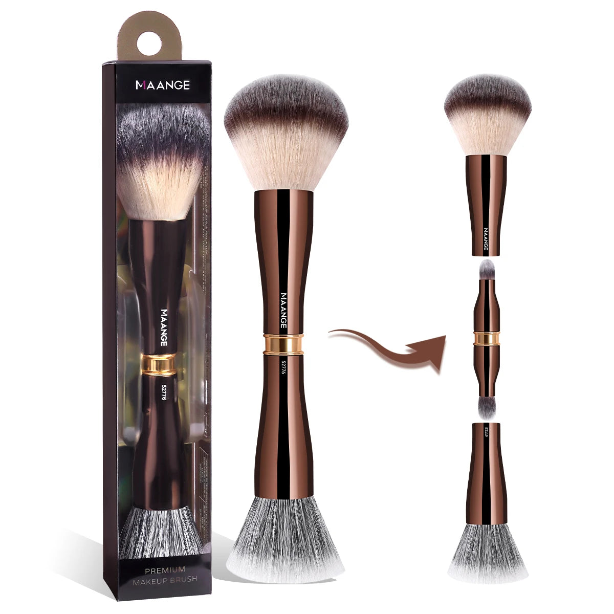 MAANGE 4 in 1 Assemble Makeup Brush Set Travel Makeup Brushes with Case Powder Brush, Foundation/Blush Brush, Eyeshadow Brush