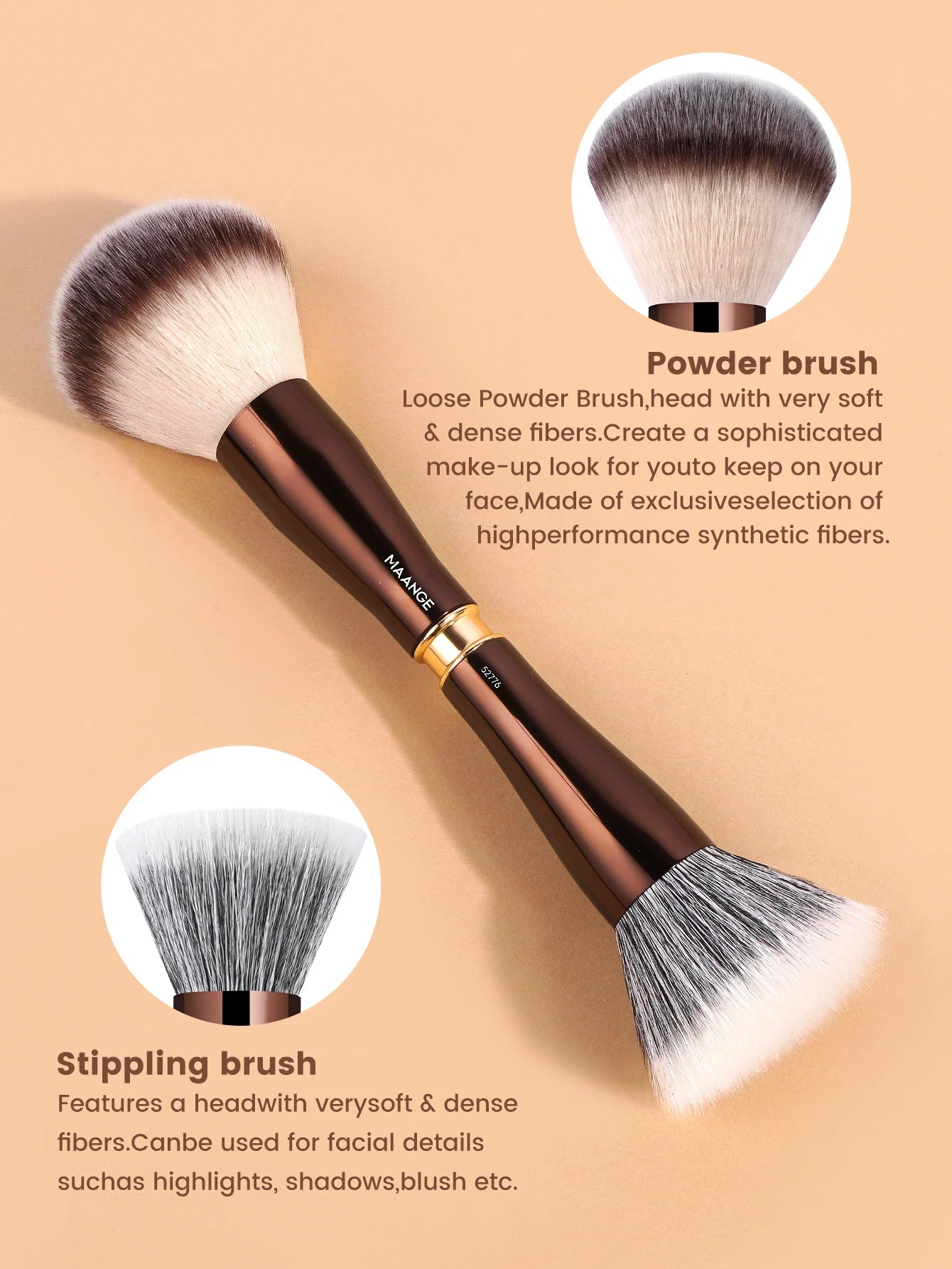 MAANGE 4 in 1 Assemble Makeup Brush Set Travel Makeup Brushes with Case Powder Brush, Foundation/Blush Brush, Eyeshadow Brush