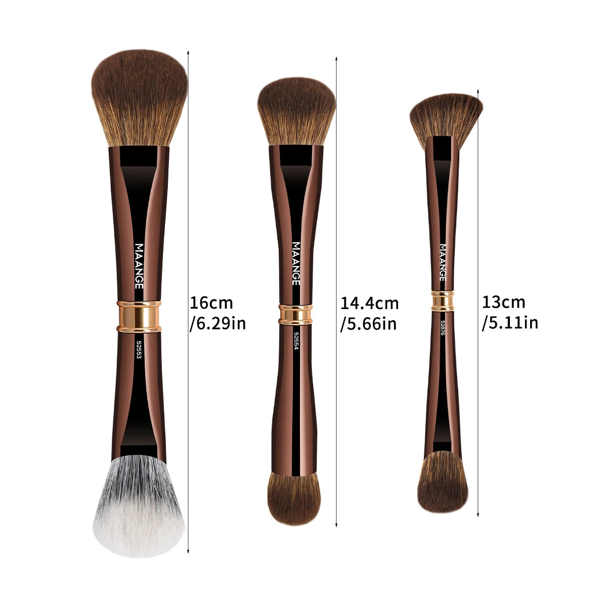 MAANGE 3pcs Dual-Head Multifunctional Makeup Brushes Sloping Foundation Concealer Brush Kabuki for Liquid Cream Blending Beauty