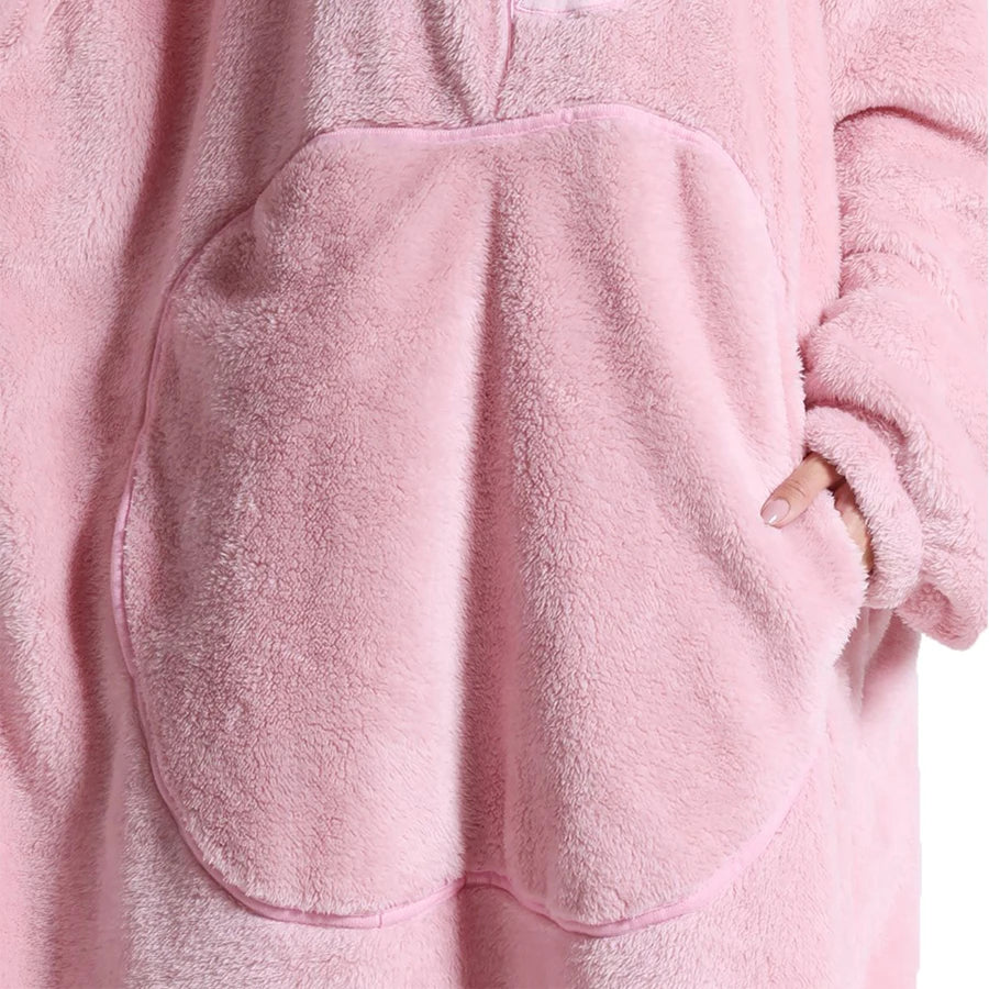 New Warm Wearable Blanket Winter Sweatshirt Oversized Flannel Sherpa Long Hoodie for Adults