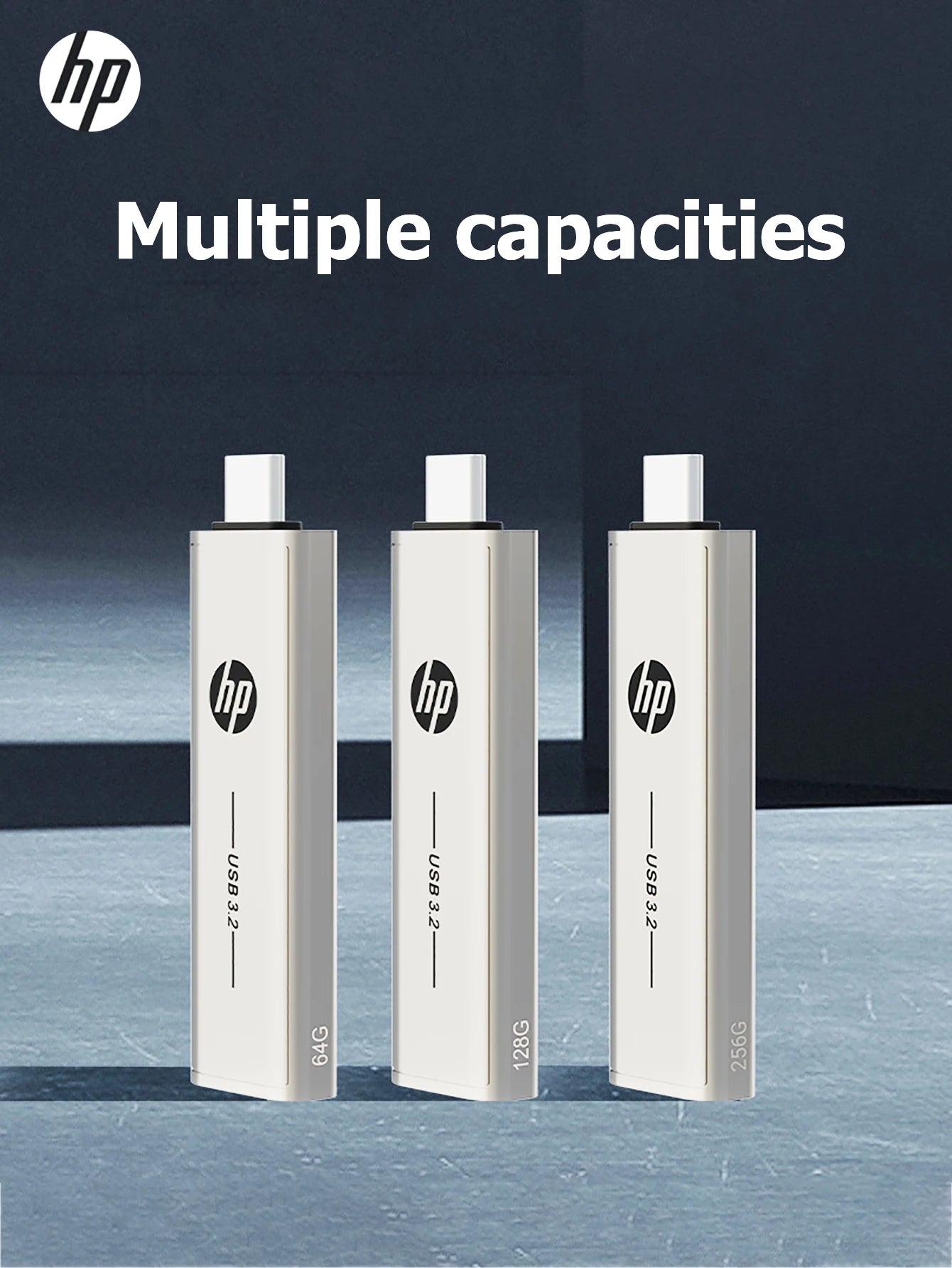 HP Type C Flash Drive 64GB 128GB 256GB 2 in 1 OTG USB3.2 Dual Use USB Flash Drive for Computer Mobile Phone Mini PC