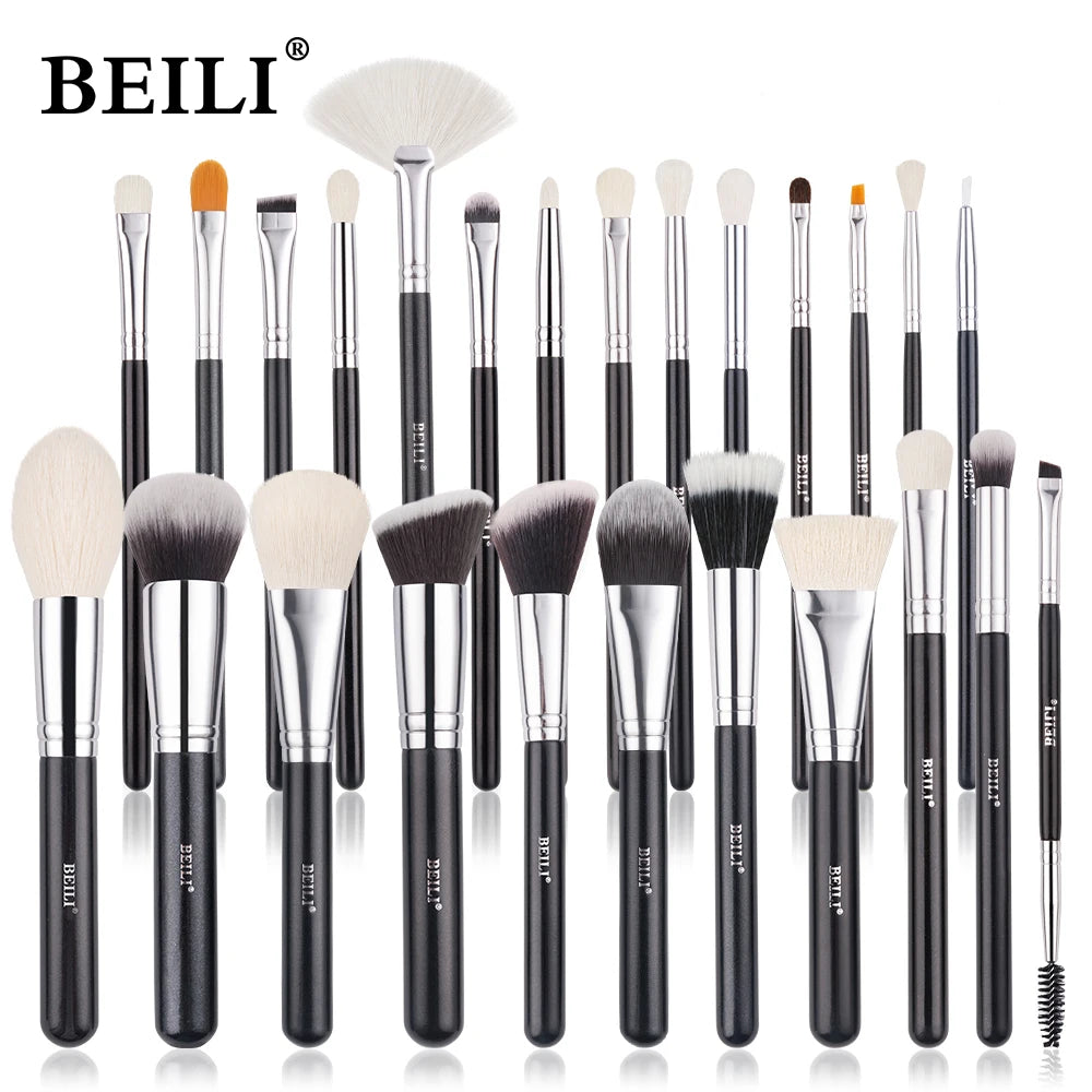BEILI Goat Makeup Brush Set Eyeshadow Makeup Brushes Professional Foundation Blending Eyebrow Fan Blush brosse maquiagens