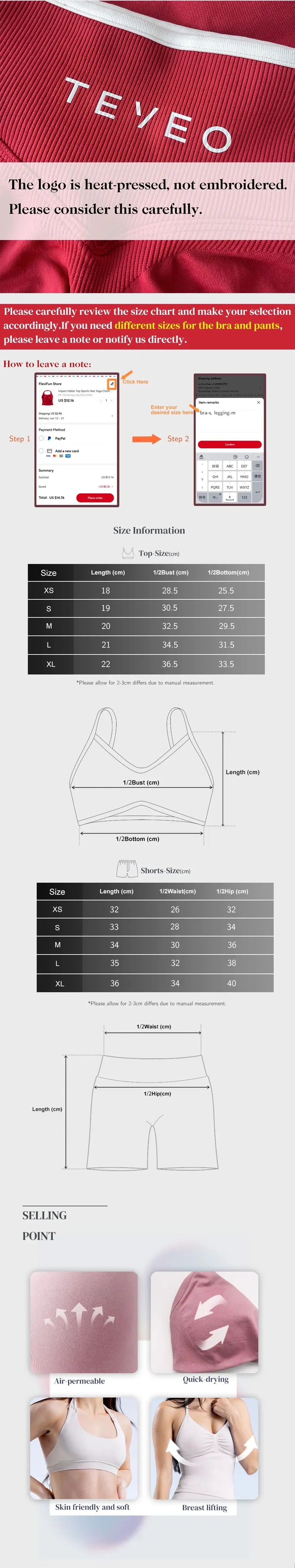 TEVEO Yoga Women's High-Waist Tummy Control Fitness Leggings Sportswear Gym Workout Running Pants 2 Pieces Gym Set