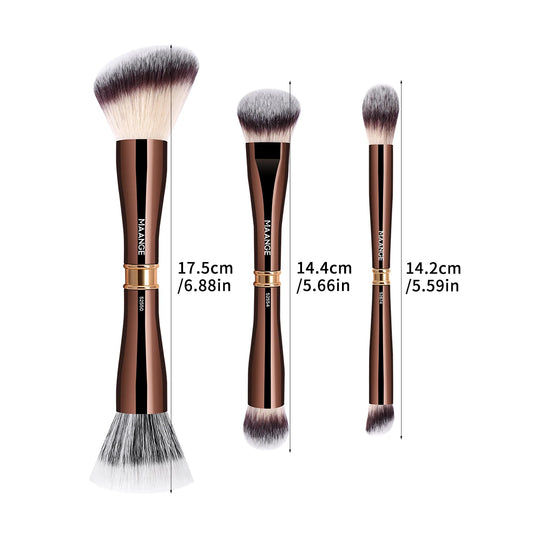 MAANGE 3pcs Dual-Head Multifunctional Makeup Brushes Sloping Foundation Concealer Brush Kabuki for Liquid Cream Blending Beauty