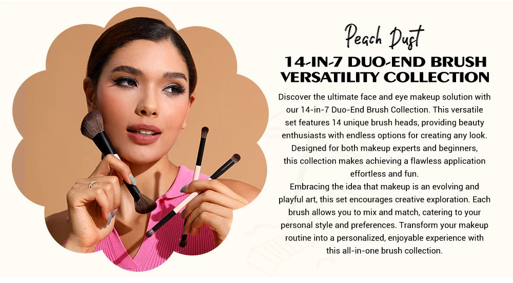 Jessup Double Sided Makeup Brush with Sponge , 3/5/7PCS Eyeshadow Makeup Brushes Set Vegan Hair Powder Contour Highlighter
