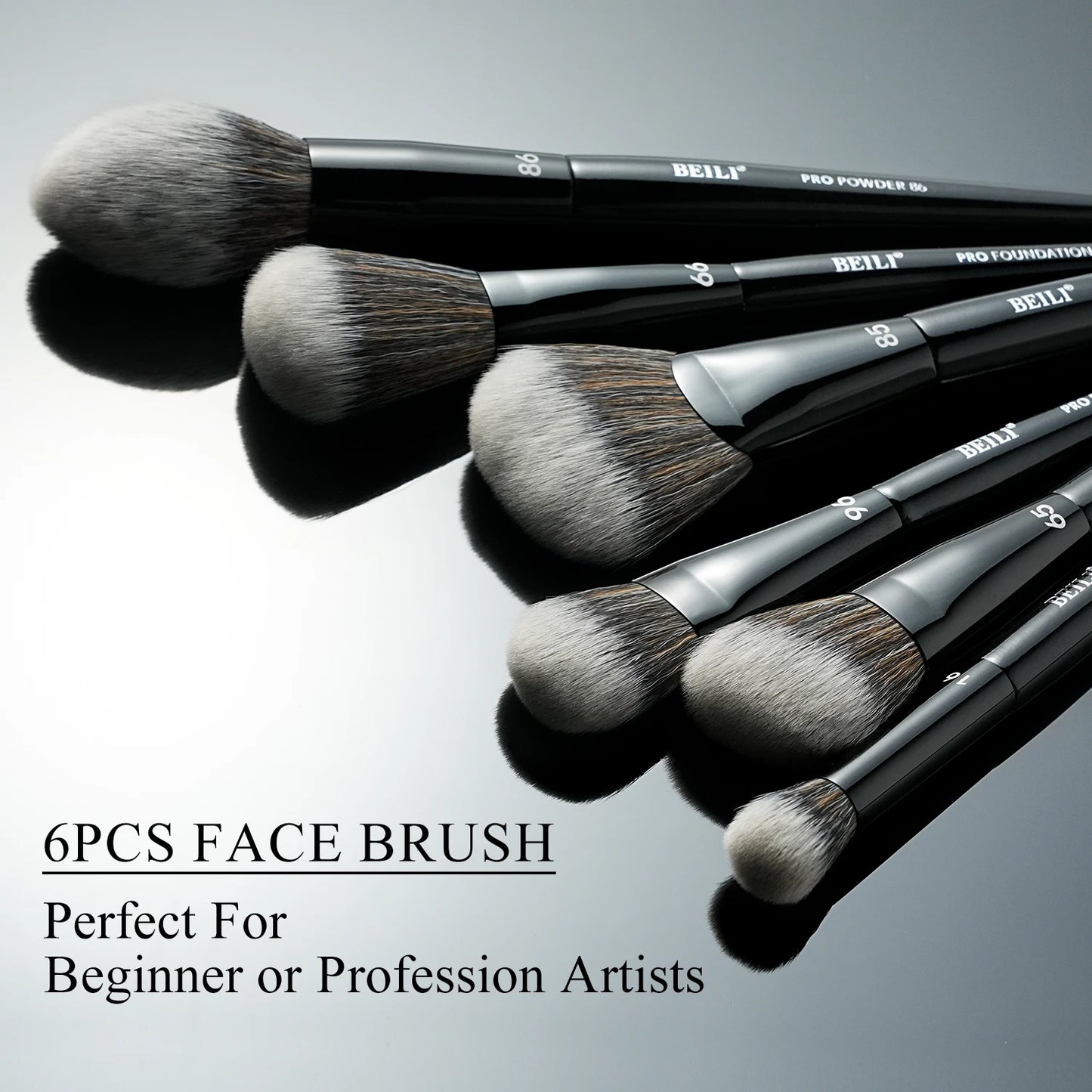 BEILI Black Makeup Brush Set 14 Pcs Vegan Pro Powder Foundation Eyeshadow Highlighter Concealer Blush Eyebrow Brushes Beauty Kit