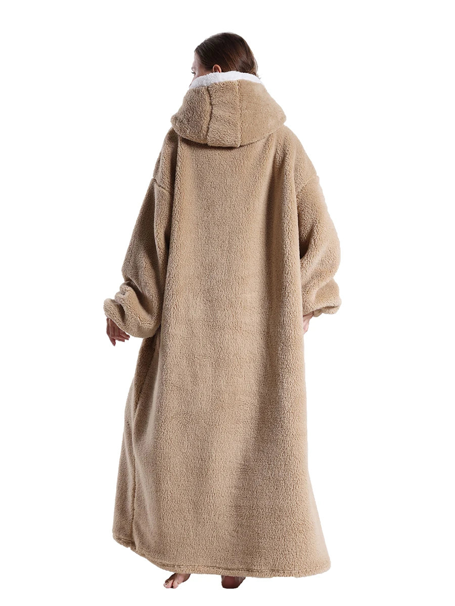 Adults Long Blanket with Sleeves Winter Hoodies Sweatshirt Plus Size Feminino Fleece Wearable Blanket Hoodie Oversized