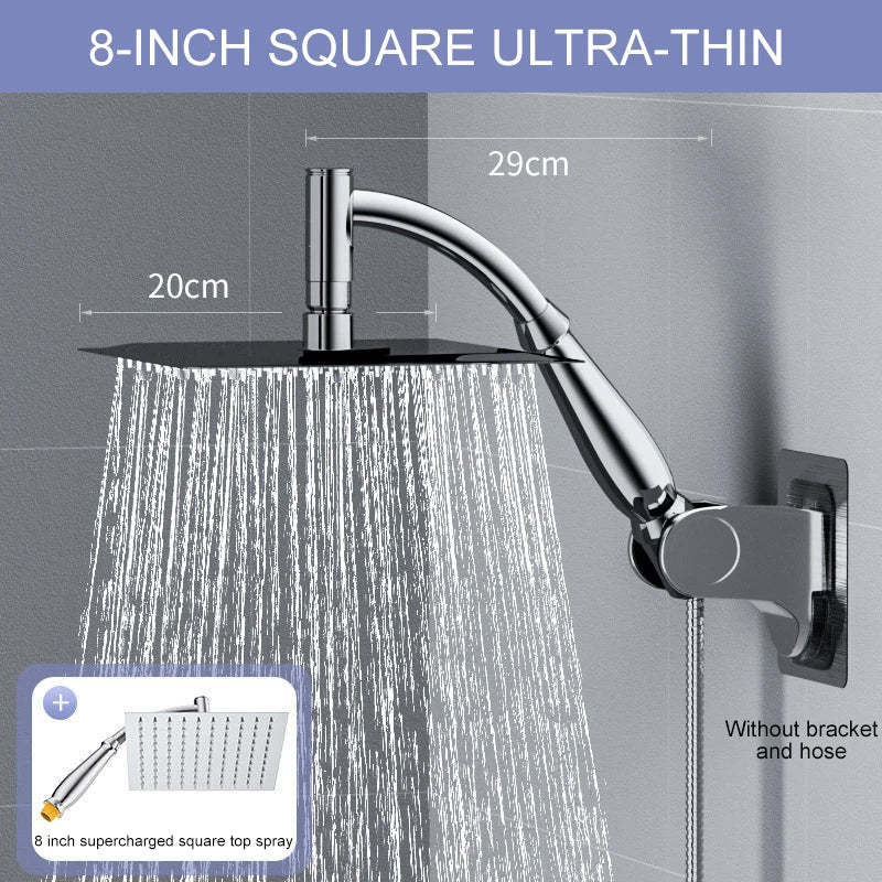 Bathroom 6 ”8 inch shower head ABS Chrome shower head water saving bathroom rain spa square handheld ELA087-1