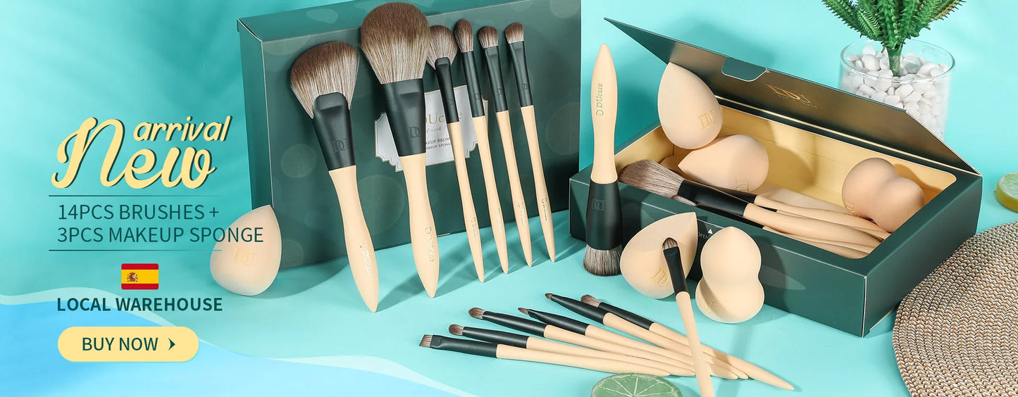 DUcare Professional Makeup Brushes kits Synthetic Hair 17Pcs with Sponge & cleaning tools Pad for Cosmetics Foundation Eyeshadow