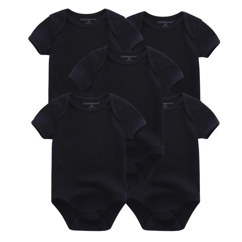 Kiddiezoom 5 Pcs Four Seasons Fashion Cartoon Short Sleeve Baby Boy Girl Bodysuits Soft 100%Cotton Newborn Onesies Clothes