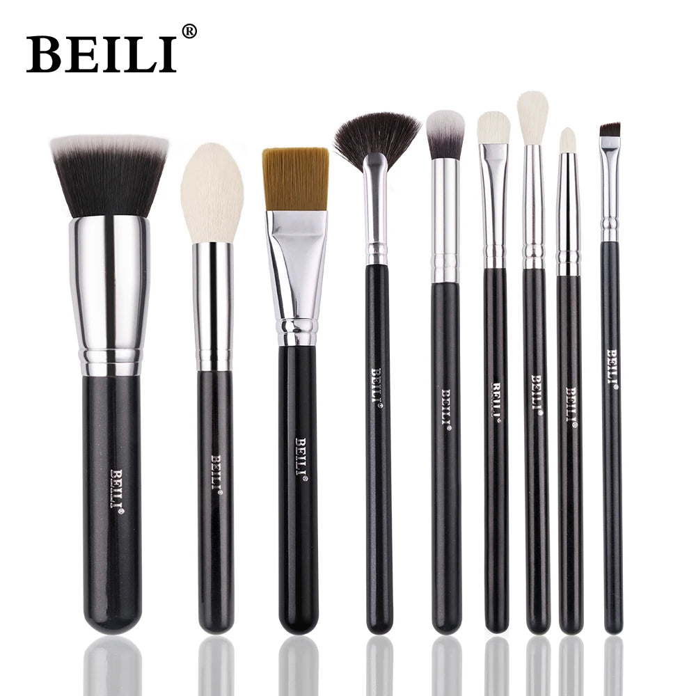 BEILI Goat Makeup Brush Set Eyeshadow Makeup Brushes Professional Foundation Blending Eyebrow Fan Blush brosse maquiagens
