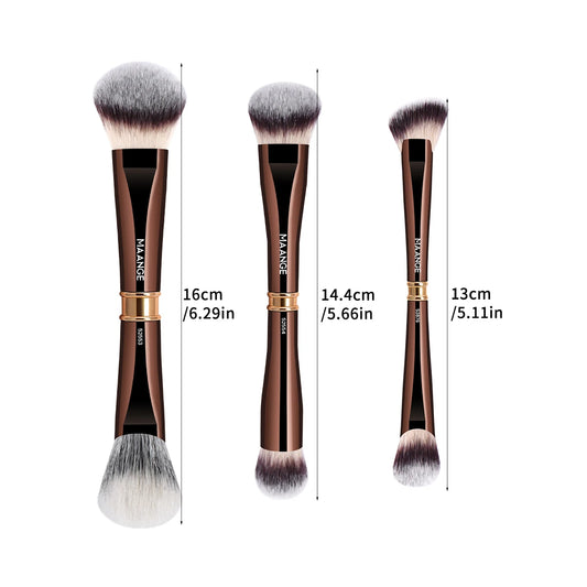 MAANGE 3pcs Dual-Head Multifunctional Makeup Brushes Sloping Foundation Concealer Brush Kabuki for Liquid Cream Blending Beauty