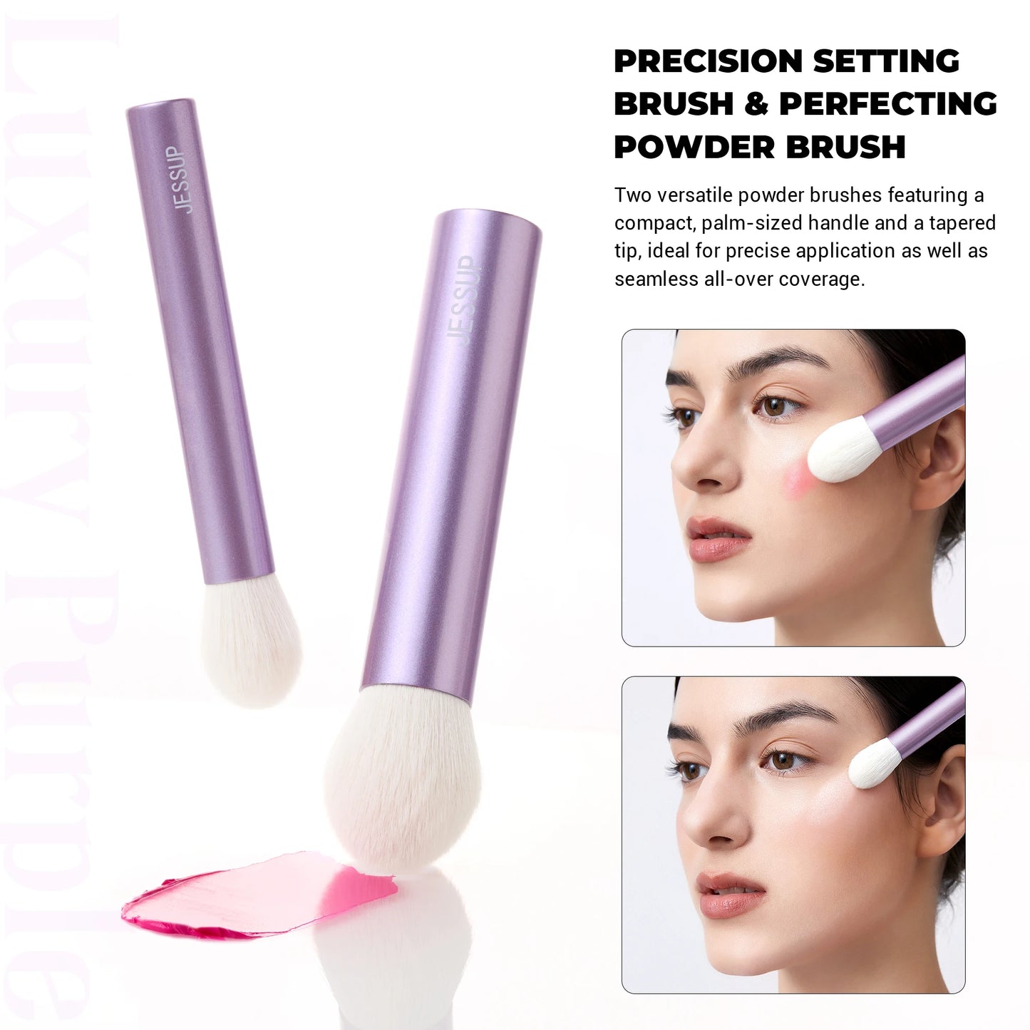 Jessup Makeup Brushes Set Face Kabuki Brush Foundation Contour Powder Complexion Blush Bronzer,Premium Synthetic, Luxury Purple