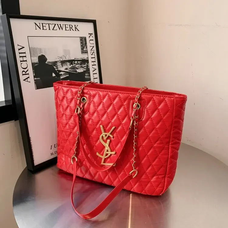 2025 Hot! Women's High - End Chain - Decorated Rhombus Tote - Spacious Shoulder Bag for Commuting & Diaper Storage