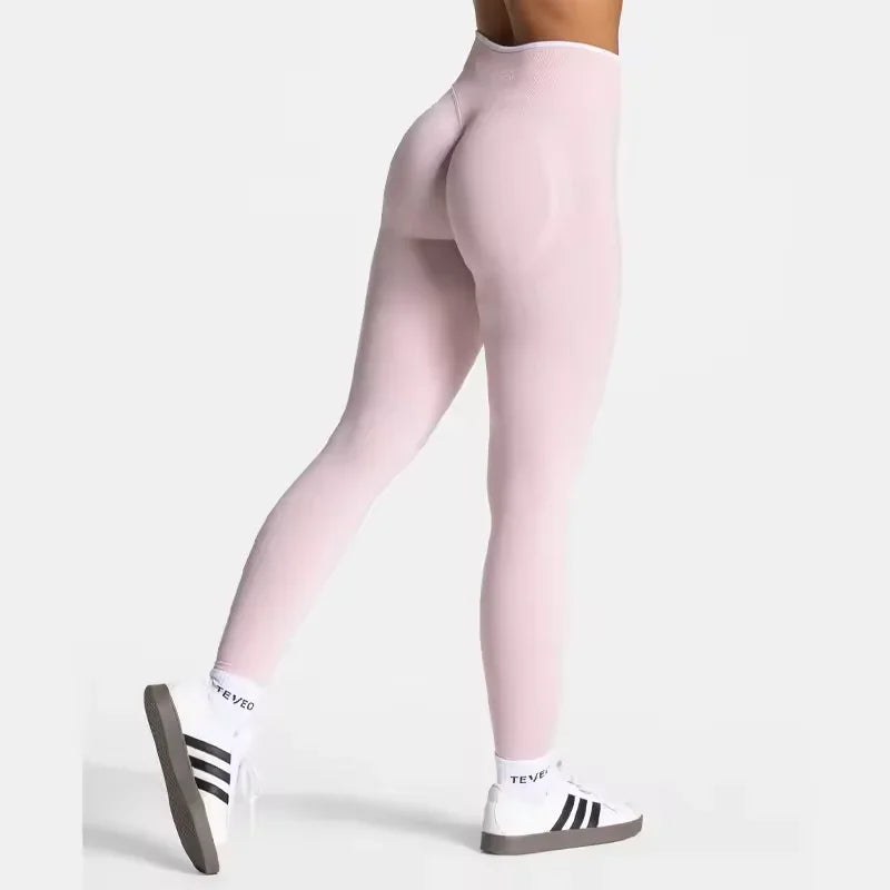 TEVEO High Waist Seamless Scrunch Leggings for Women Yoga Pants Hip Lifting Running Exercise Gym Ignite Sculpt Series