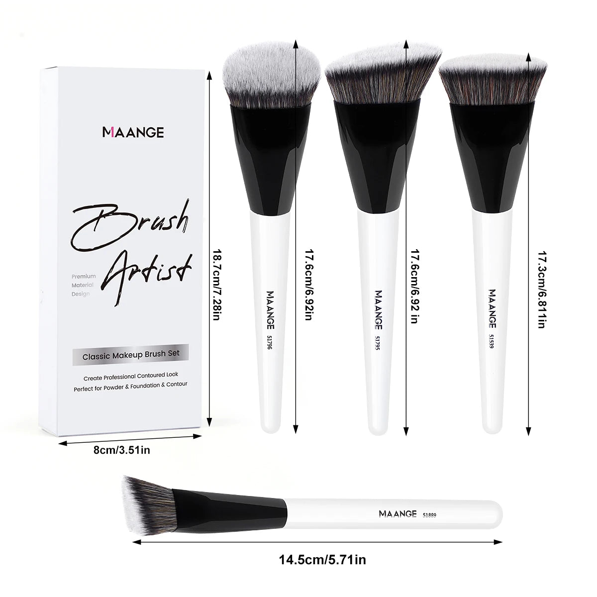 MAANGE Foundation Concealer Makeup Brushes Angled Brush Flat Top Brush Triangle Brush for Liquid Cream Blending Cosme