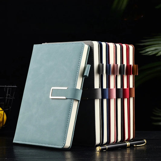 Vintage A5 Leather Notebook with Personalized Soft Cover - Perfect for Business Meetings and College Life