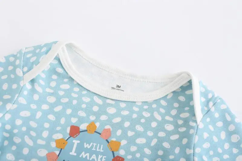 Kiddiezoom 3 Pcs Newborn Cartoon Long Sleeve 100%cotton Baby Boy Girl Bodysuit Soft Infant Onesies Clothes