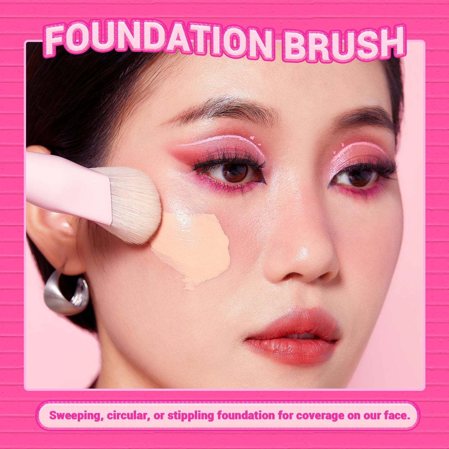 Jessup Foundation Brush and Concealer Brush, Pink Makeup Brushes Set 2Pcs Premium Synthetic Face Brushes Makeup , T497