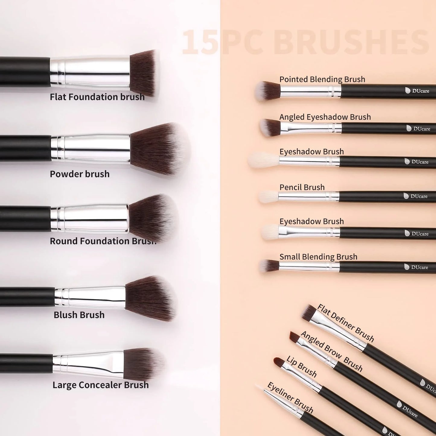 DUcare Black makeup brush Professional Makeup Eyeshadow Foundation Powder Soft Synthetic Hair Makeup Brushes brochas maquillaje