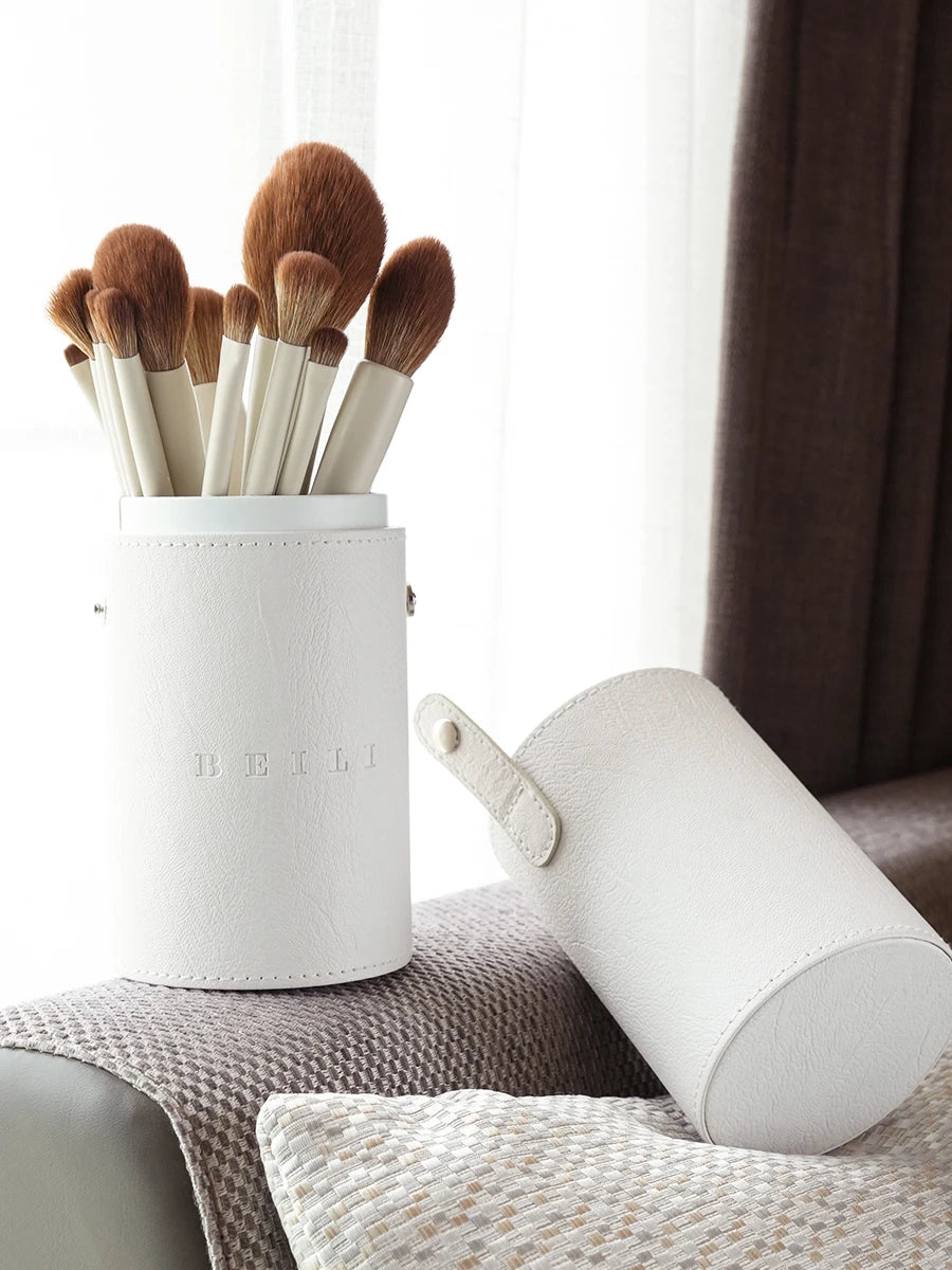 BEILI 15 PCS Makeup Brush Sets Beige Synthetic Hair Brush Foundation Contour Eyeshadow Eyeliner Blush Blending Highlight Brush