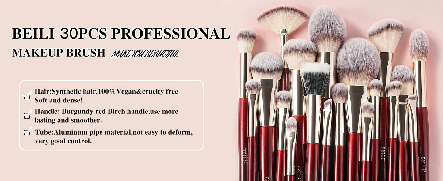 BEILI Professional Makeup Brushes Set 9/15/30 Pcs Foundation Contour Eyeshadow Blending Synthetic Hair Beauty Cosmetics Brush