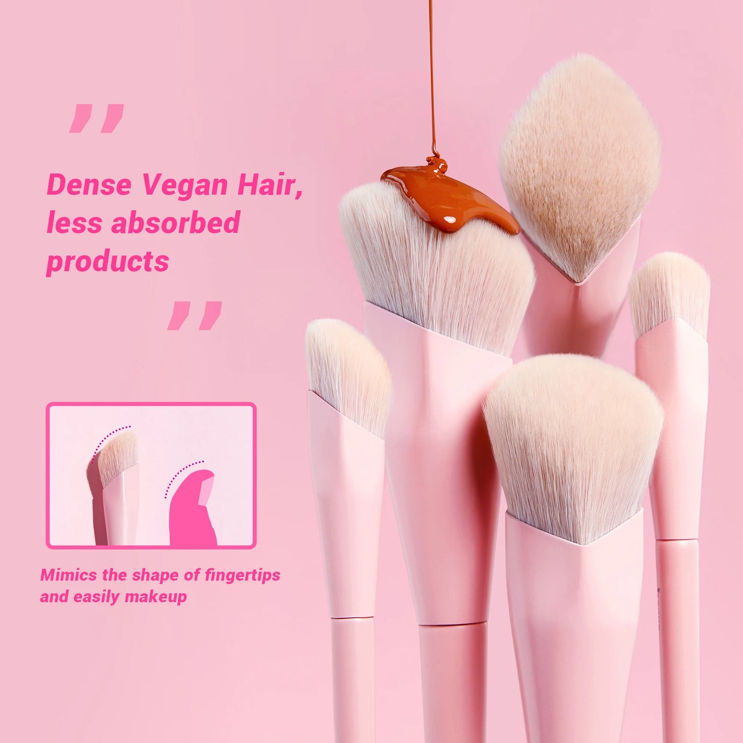 Jessup Foundation Brush and Concealer Brush, Pink Makeup Brushes Set 2Pcs Premium Synthetic Face Brushes Makeup , T497