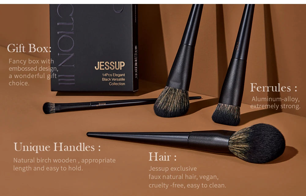 Jessup Makeup Brushes Set,10-14pcs Make Up Brush Contour Foundation Powder Eyeshadow Highlight Blending Concealer Liner T336