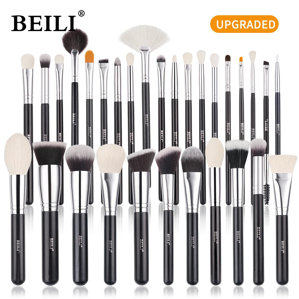 BEILI Goat Makeup Brush Set Eyeshadow Makeup Brushes Professional Foundation Blending Eyebrow Fan Blush brosse maquiagens
