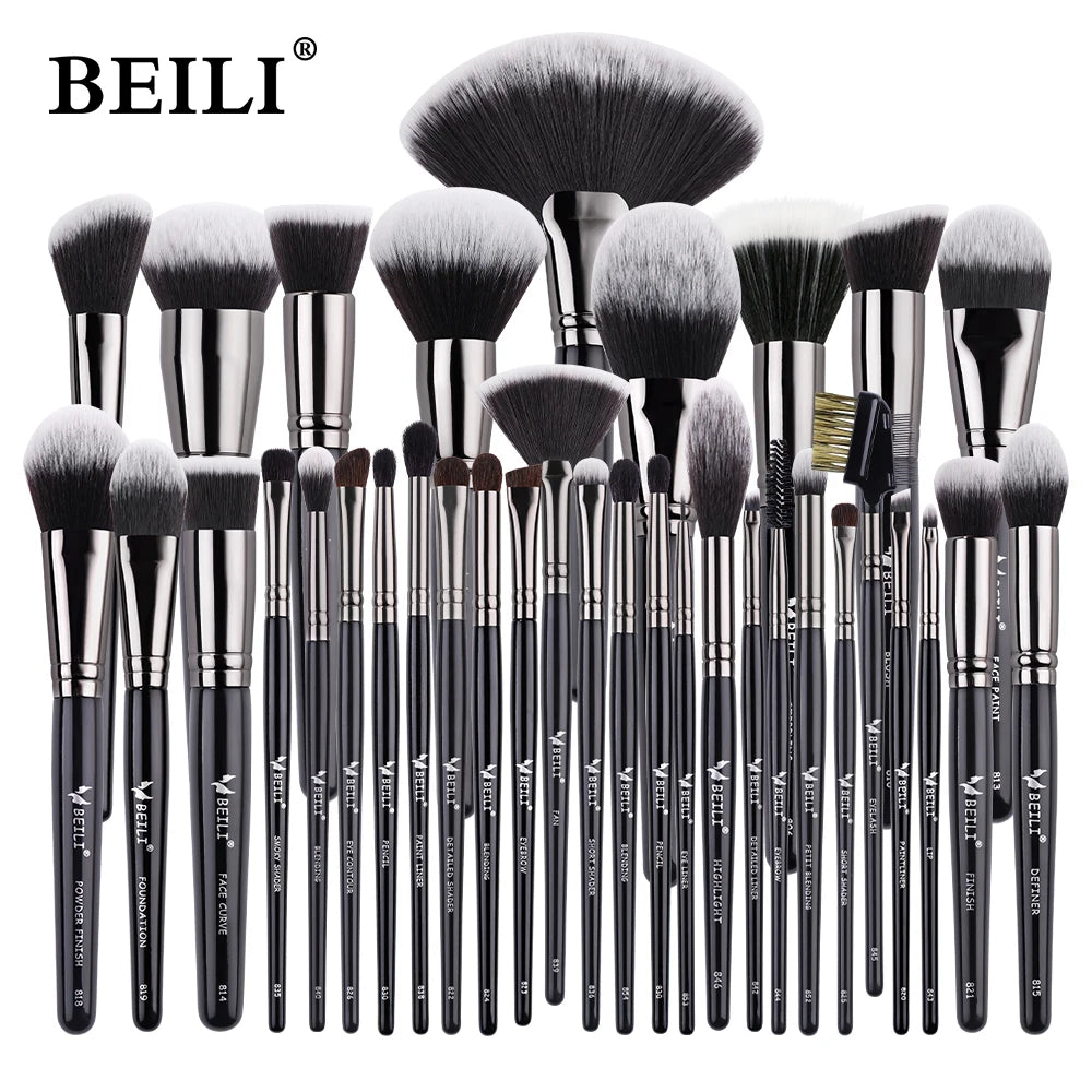 BEILI Professional Premium Makeup Brushes 12/15/22/30/35pcs Foundation Loose Powder Eye Blending Makeup Brush Set Low Price