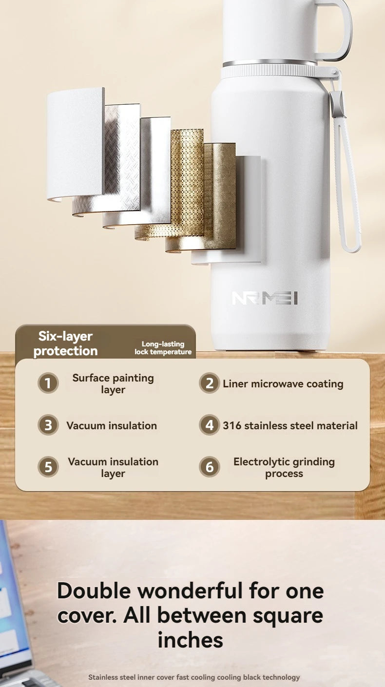 1.5L Thermos water bottle Stainless Steels Vacuum Flask Hot Coffee tea Water Heat Preservation Bottles Cold Tumbler drink