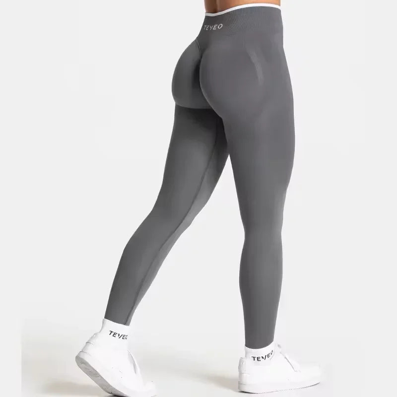 TEVEO High Waist Seamless Scrunch Leggings for Women Yoga Pants Hip Lifting Running Exercise Gym Ignite Sculpt Series