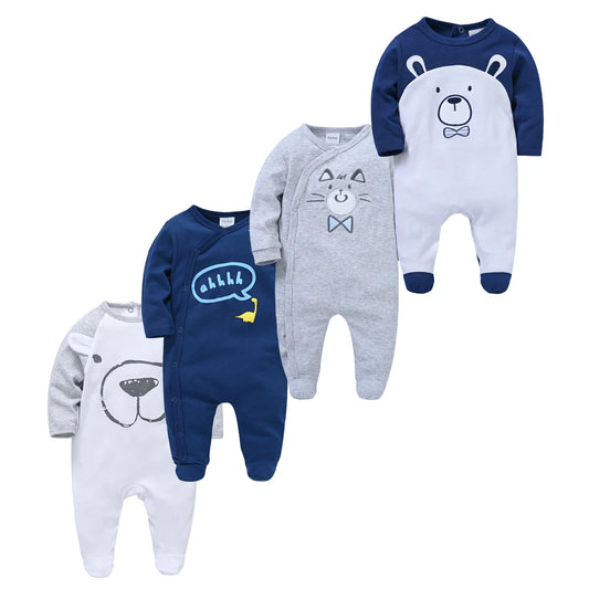 3/4 Pcs  Kavkas Baby Boy Rompers Newborn Cotton Girls Clothes Long Sleeve Summer Soft Jumpsuit O-neck 0-12m Onesie Clothing