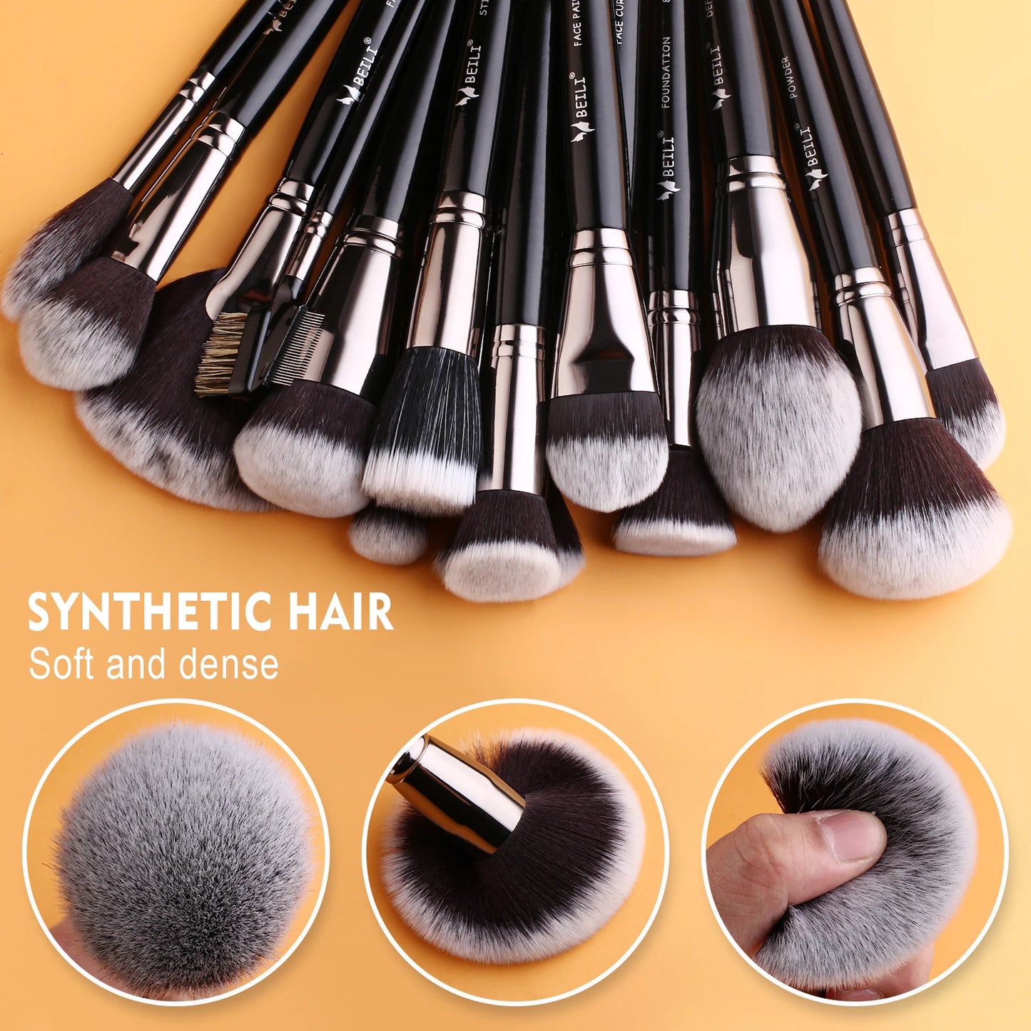 BEILI Professional Premium Makeup Brushes 12/15/22/30/35pcs Foundation Loose Powder Eye Blending Makeup Brush Set Low Price