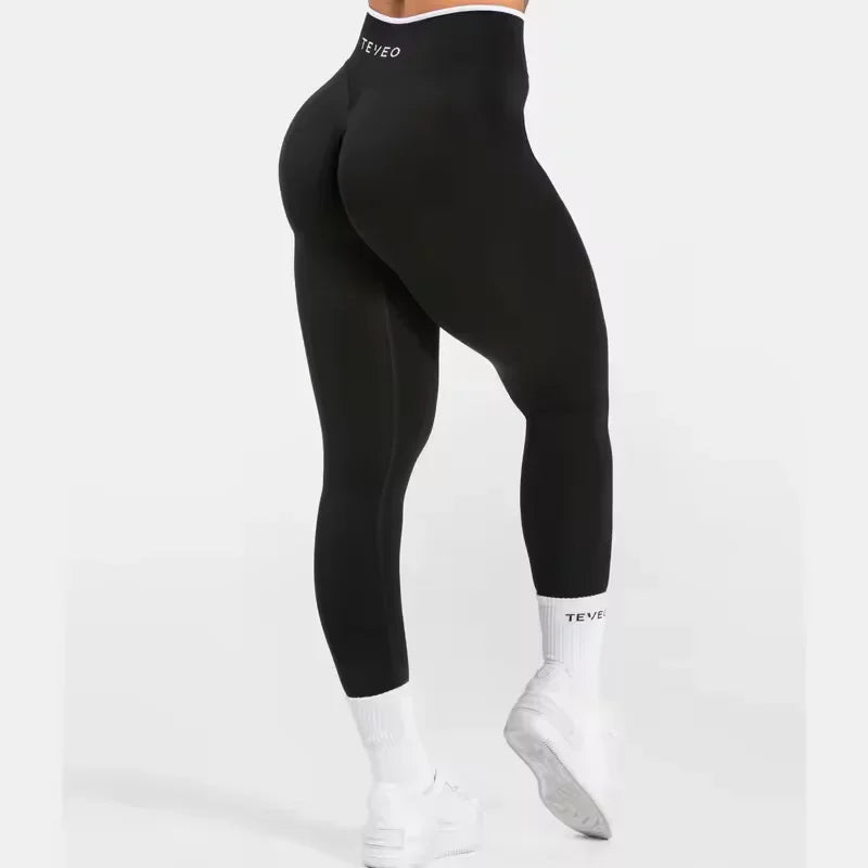 TEVEO High Waist Seamless Scrunch Leggings for Women Yoga Pants Hip Lifting Running Exercise Gym Ignite Sculpt Series