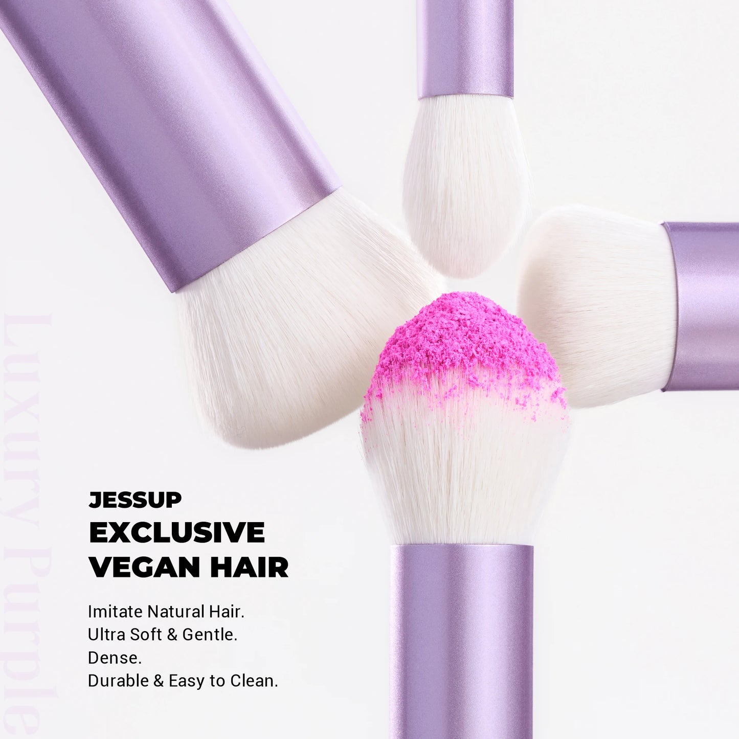 Jessup Makeup Brushes Set Face Kabuki Brush Foundation Contour Powder Complexion Blush Bronzer,Premium Synthetic, Luxury Purple