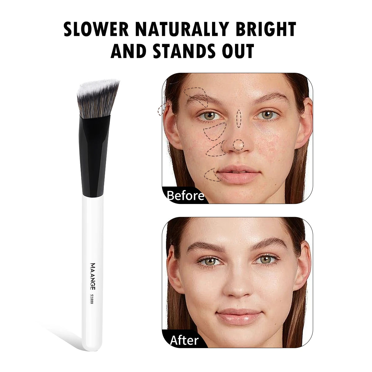 MAANGE Foundation Concealer Makeup Brushes Angled Brush Flat Top Brush Triangle Brush for Liquid Cream Blending Cosme