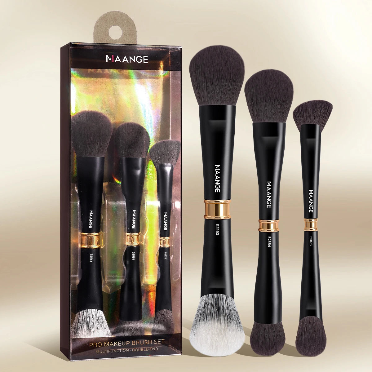 MAANGE 3pcs Dual-Head Multifunctional Makeup Brushes Sloping Foundation Concealer Brush Kabuki for Liquid Cream Blending Beauty