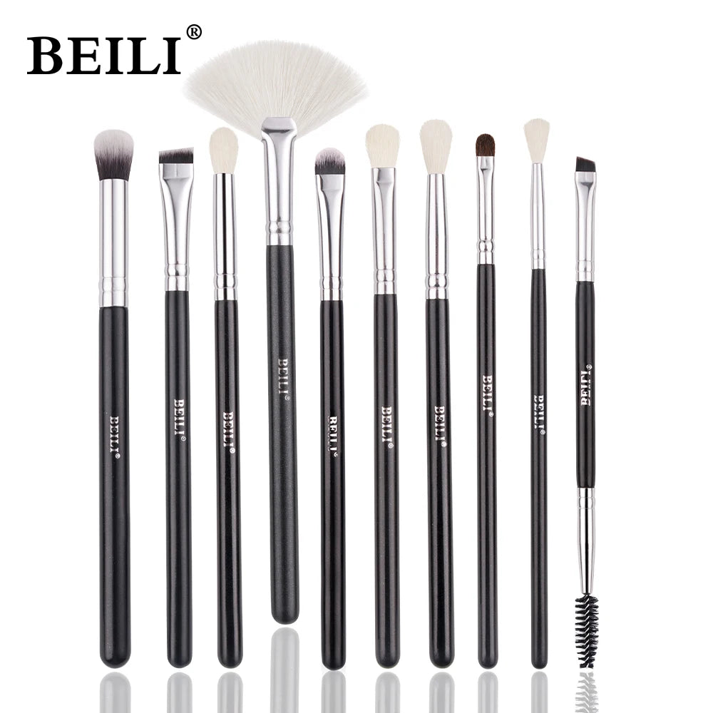 BEILI Goat Makeup Brush Set Eyeshadow Makeup Brushes Professional Foundation Blending Eyebrow Fan Blush brosse maquiagens