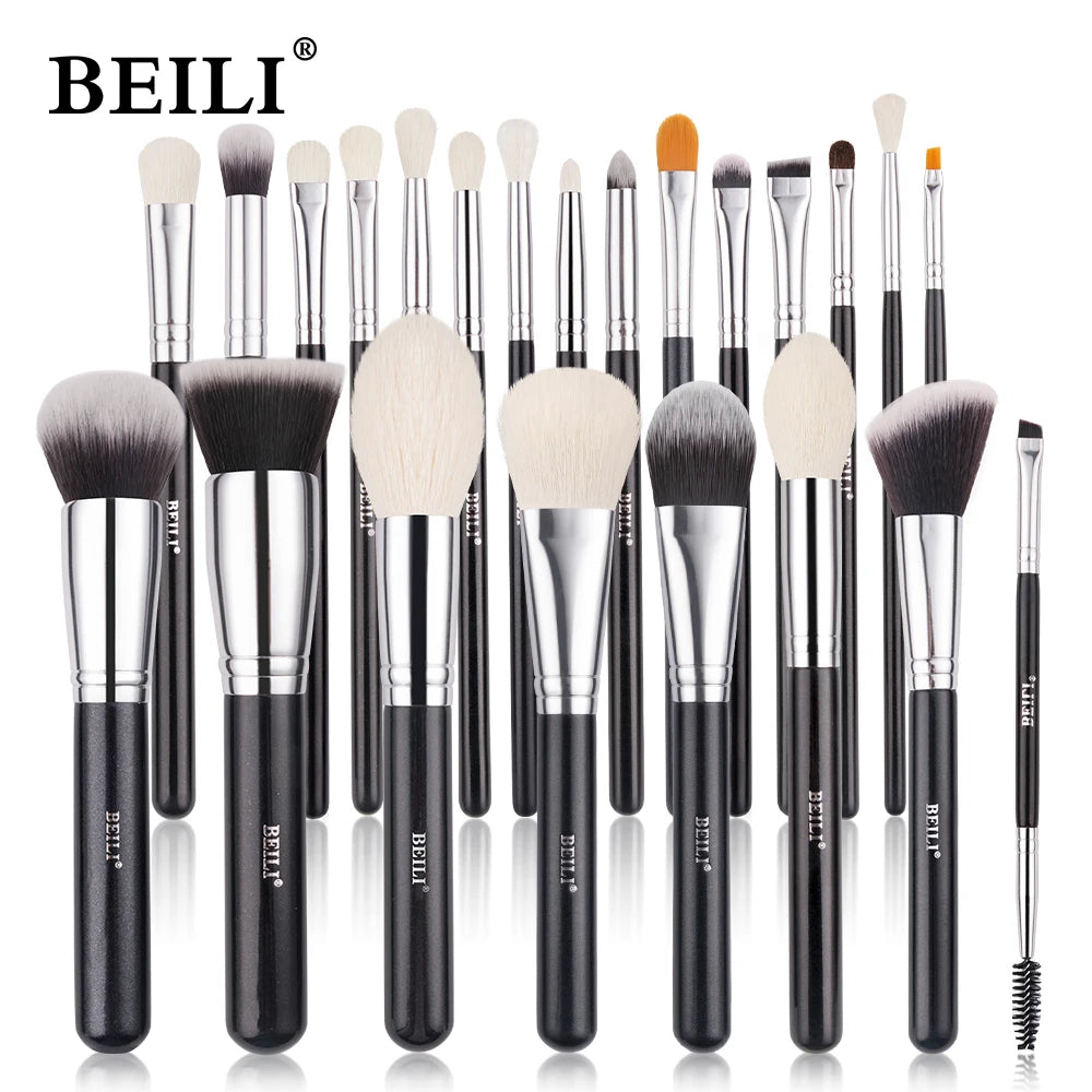 BEILI Goat Makeup Brush Set Eyeshadow Makeup Brushes Professional Foundation Blending Eyebrow Fan Blush brosse maquiagens