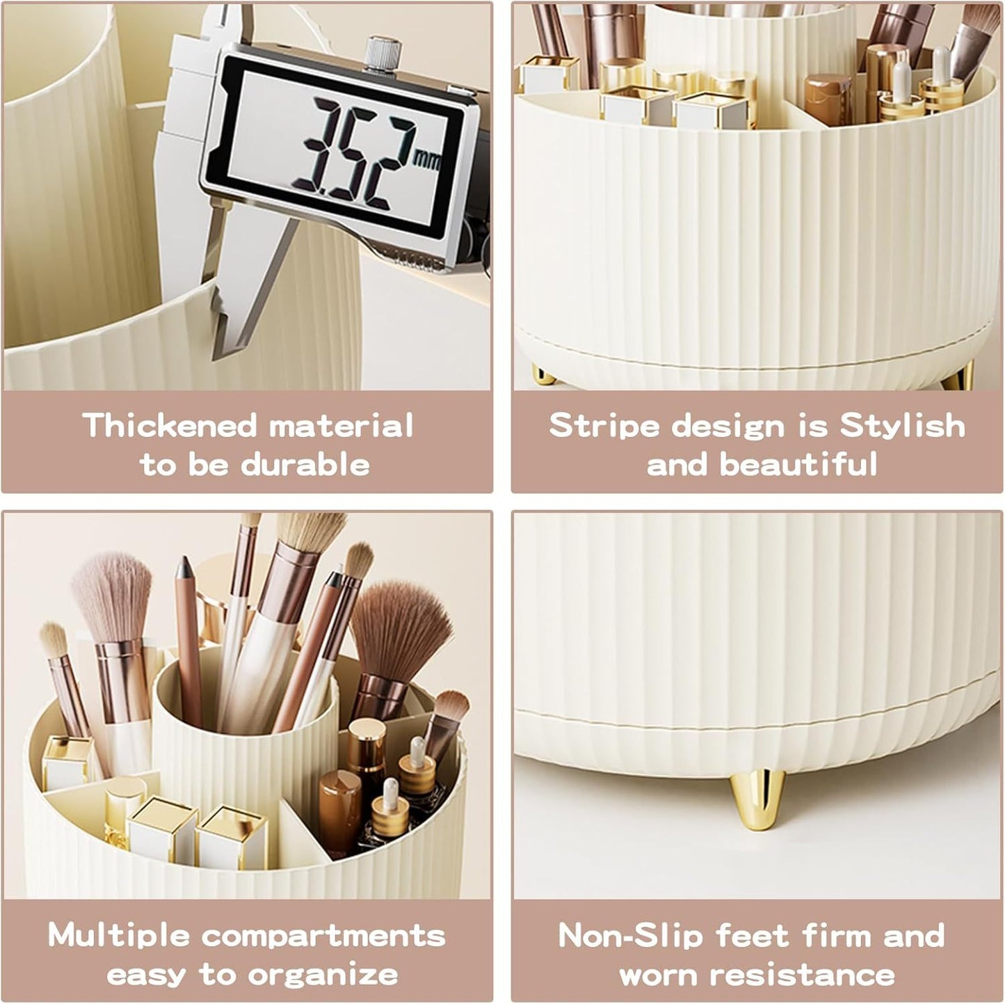 360 Degree Rotating Makeup Brush Holder Container