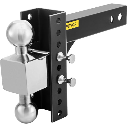 VEVOR Adjustable Trailer Hitch, Rise & Drop Hitch Ball Mount Receiver  14,000 LBS Rating, 2 And 2-5 16 Inch Stainless Steel Balls W Key Lock, For Automotive Trucks Trailers Towing