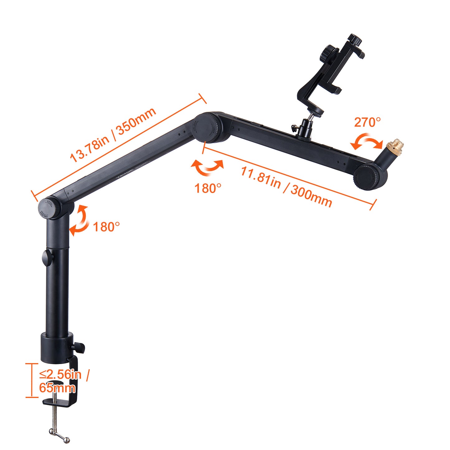 VEVOR Microphone Boom Arm With Desk Mount, Rotatable, Adjustable Mic Stand With Adapter Port Headset Hook, For Blue Hyperx Quadcast Blue Snowball Shure SM7B Audio Technica