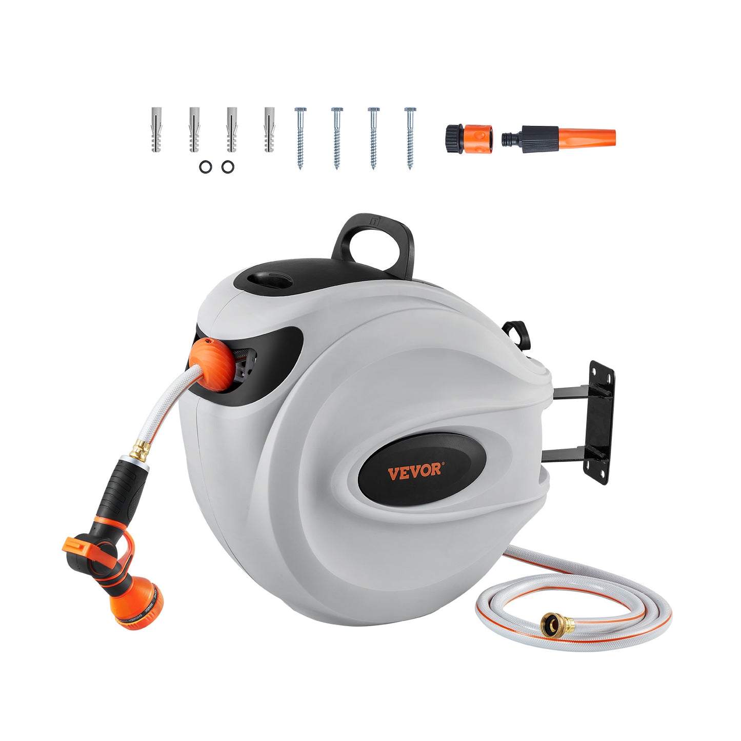 VEVOR Retractable Hose Reel Water Hose Reel 130inch Swivel Wall-Mounted
