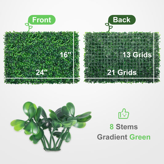 VEVOR 12PCS Grass Wall Panels For 32 SQ Feet, Boxwood Hedge Wall Panels, Artificial Grass Wall , Privacy Hedge Screen UV Protected For Outdoor Indoor Garden Fence Backyard