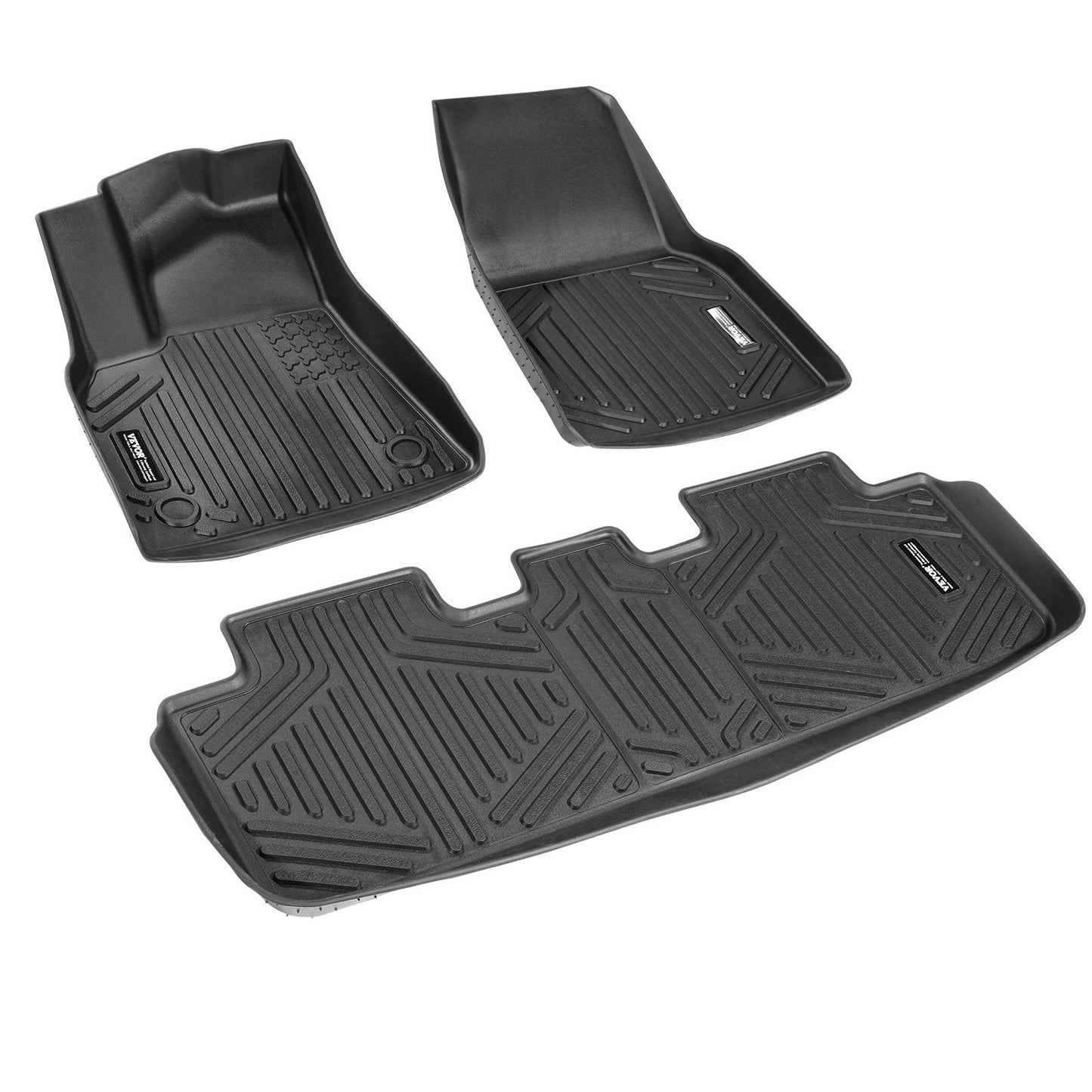 Automotive Floor Mats Fits For Tesla Model Y 2021-2024 3 Pcs TPE Liners