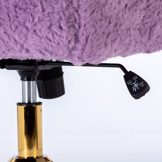 A&A Furniture Office Chair,Artificial Rabbit Hair Home Office Chair With Golden Metal Base,Adjustable