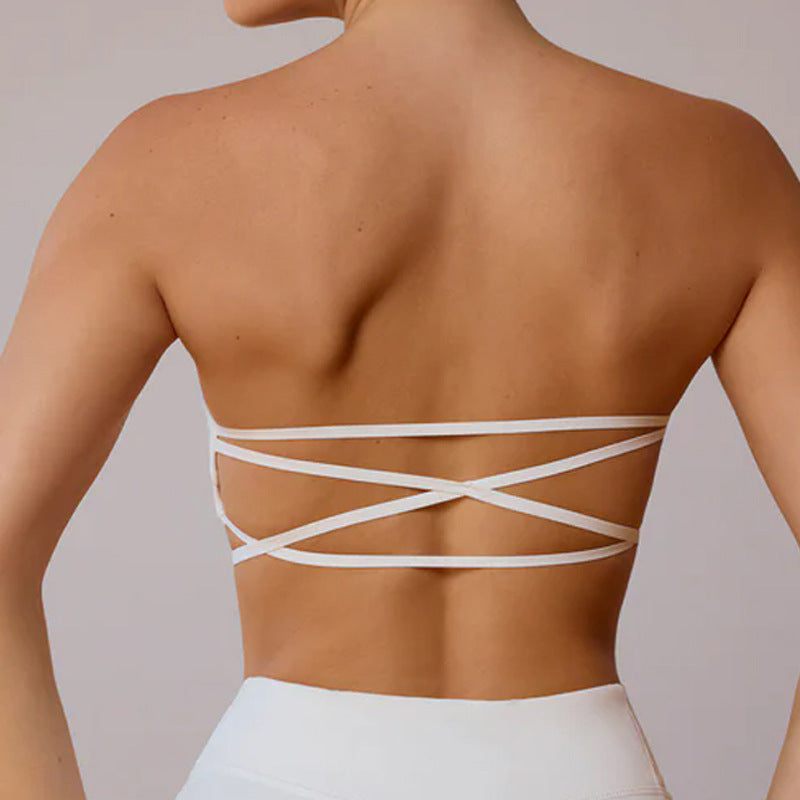 Sports Workout Beauty Back Tube Top With Chest Pad Yoga Vest