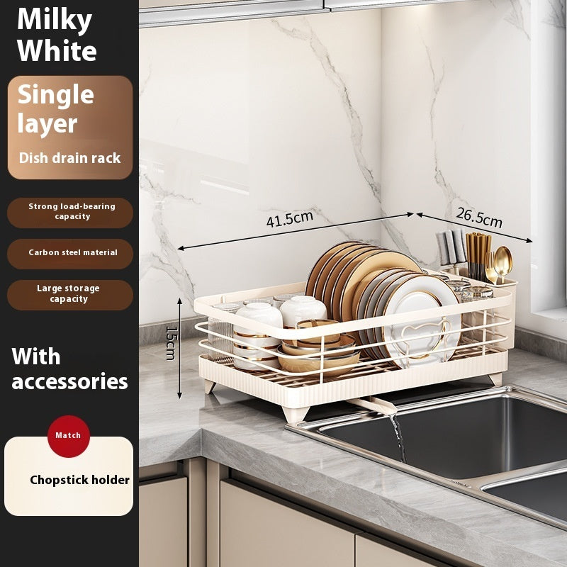 Self-draining Bowl Rack Multi-functional Storage Rack Countertop Dish Drainer Storage